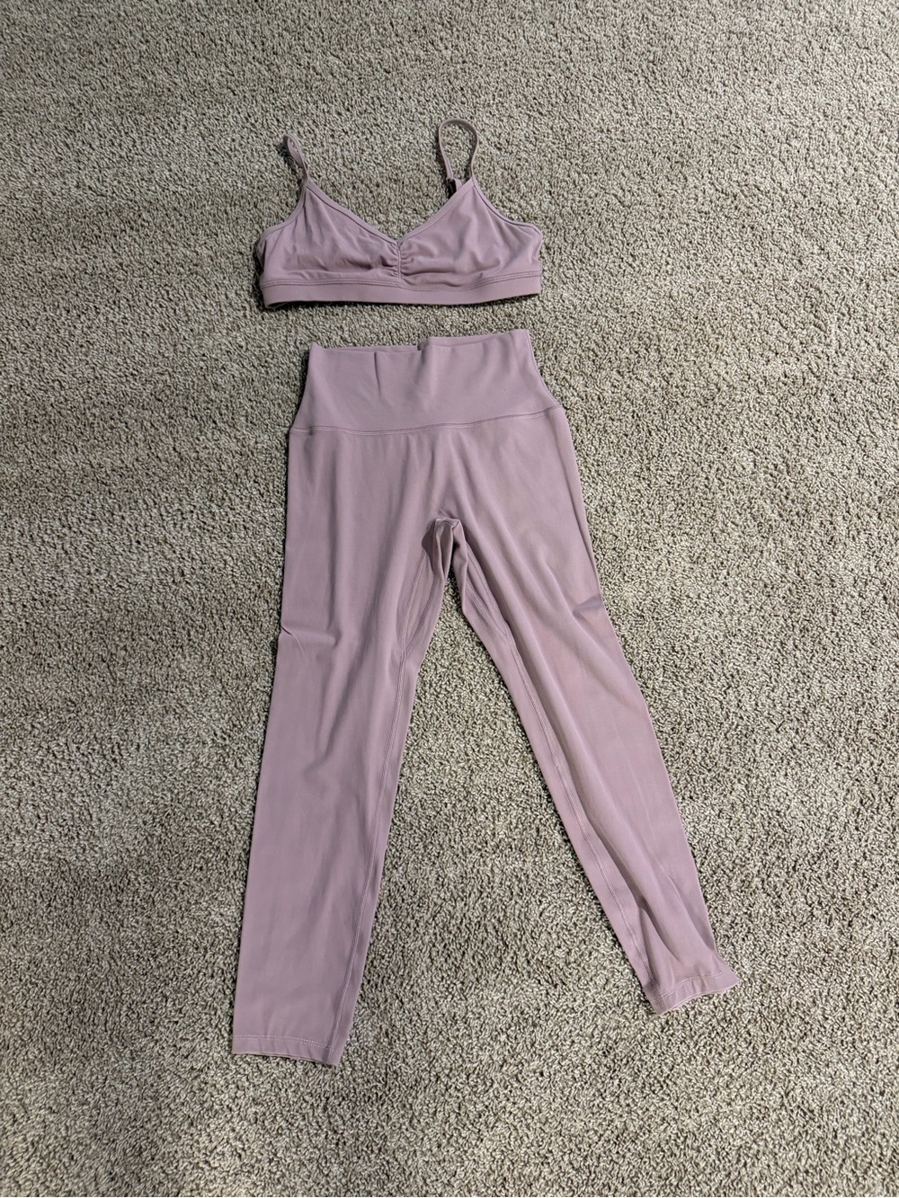 Aritzia Mauve High-Waist Leggings with Matching Bralette